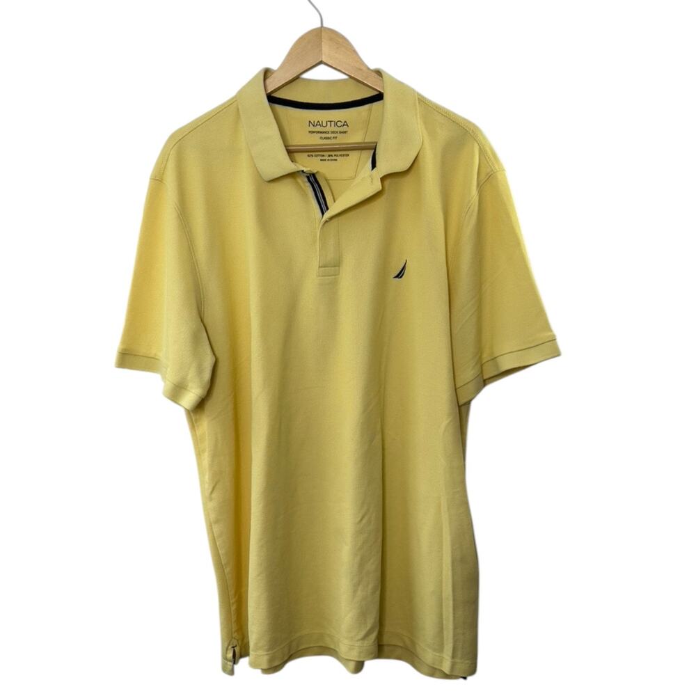 Nautica Performance Deck Shirt Classic Fit Butter Yellow Polo Shirt Men's XXL